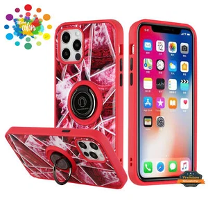 For Apple iPhone 11 /6.1" Marble Design with Ring Kickstand Hybrid Case Cover - Picture 1 of 27