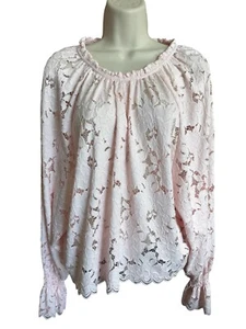 Free People Olivia Lace Top Size S Blouse Balloon Poet Sleeves Blogger Favorite - Picture 1 of 10