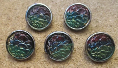 5 - Vidrio Checo HP Multicolor Capas Diseño Floral - Botón Negro #64 16,72 mm Foto 1 de 3