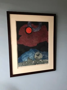 Peterdi, Gabor--"Red and Blue Eclipse" 1968 Color Intaglio Etching - Picture 1 of 9