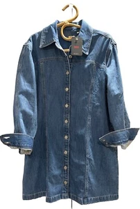 LEVI’S Denim Dress Size Large Long Sleeve Cotton Relaxed Fit Indigo Blue - Picture 1 of 9