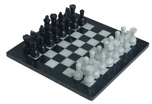 JT Handmade Black and White Marble Chess Set Game Original - 12 inch - Picture 1 of 6