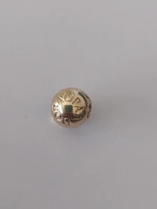 Genuine Pandora 14ct 14k Gold Logo Clip Charm 751015 Retired - Picture 1 of 3