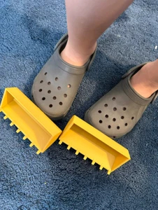 2 Pack Bulldozer Crocs Attachments, Excavator bucket Snow plow Funny & Cool - Picture 1 of 6