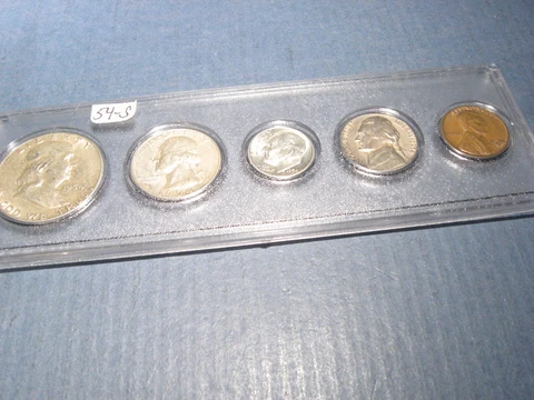 1954 SAN FRANCISCO Mint 90% Silver Birth year MATCHED 5 coin set ~ circulated Cover