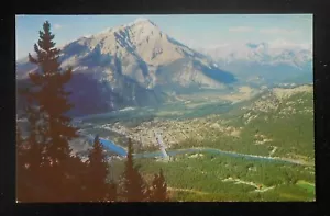 1956 Veduta aerea della città e cascata Mountain Banff AB Canada Cartolina Alberta - Foto 1 di 1