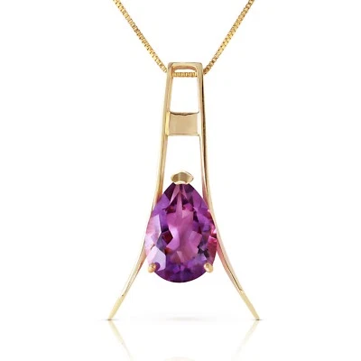 14K. SOLID GOLD NECKLACE WITH NATURAL AMETHYST (Yellow Gold) - Image 1 of 4
