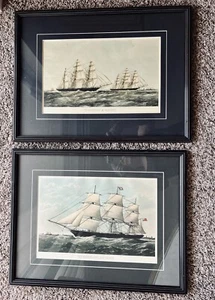 Vintage Paar gerahmte Clipper Schiffe - „Äthiopisch 838 Tonnen“ + „Taeping & Arielle“ - Bild 1 von 10