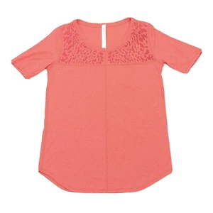 Lululemon Run Away Tee Women's Size 4 Coral Leopard Animal Print Running  - Picture 1 of 7