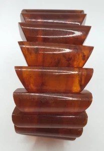 Wide Rod Amber Bracelet Vintage Elastic - Picture 1 of 12
