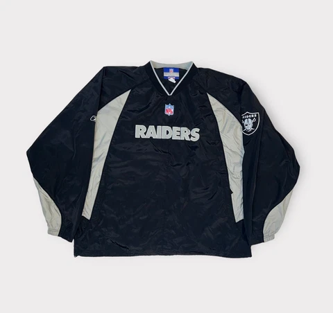 Vintage Oakland Raiders Windbreaker Pullover Jacket Size Men’s 2XL Reebok Cover
