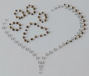 Hotfix Strassbügelbild Herztatze Glasstrass Applikation Gold/Klar zum aufbügeln  - Bild 1 von 13