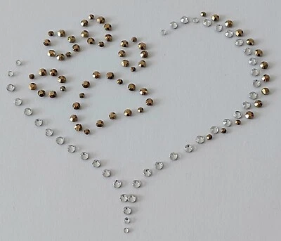 Hotfix Strassbügelbild Herztatze Glasstrass Applikation Gold/Klar zum aufbügeln  - Bild 1 von 4