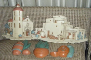 5pc SOUTHWESTERN WALL PLAQUES Burwood HOMECO Church Cactus Planters Adobe '91,93 - Picture 1 of 1