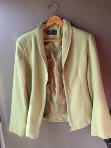 Fendi 100% Cashmere Lime Green Jacket Zip Up Blazer Soft Lined Vintage - Picture 1 of 8