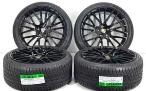(4) 22x10 PORSCHE GLOSS BLACK WHEELS RIMS TIRES CAYENNE TURBO TOUAREG SPORT 4S - Picture 1 of 5
