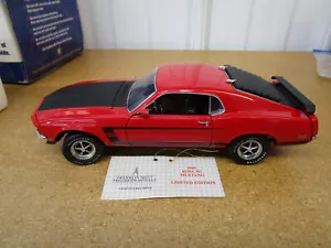 1969 Ford Mustang Boss 302 FRANKLIN MINT 1/24 diecast car box blue papers #1603 - Picture 1 of 16