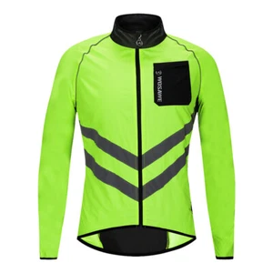 WOSAWE Men Cycling Jacket Reflective Windbreaker Bicycle High Viz Windproof Tops - Picture 1 of 15