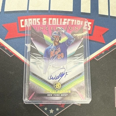2023 Bowman Inception Willy Fanas Fuchsia Foil /75 Auto #BPA-WFS New York Mets - Image 1 of 2