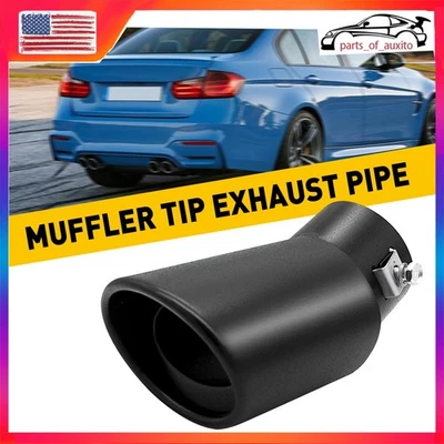2set Black Car Exhaust Pipe Tip Rear Tail Throat Muffler Stainless Steel Accesso - Image 1 of 4