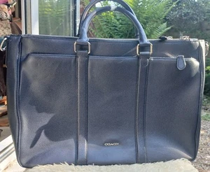 COACH FULL NAVY LARGE LEATHER LAPTOP DOCUMENT BAG - Afbeelding 1 van 10