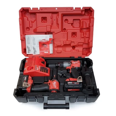 Milwaukee 2997-22 M18 1/4" Impact Driver and 1/2" Hammer Drill Kit - Image 1 of 4