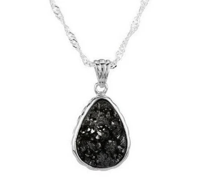 QVC Lee Sands Drusy Quartz Teardrop Pendant Necklace - Image 1 of 4