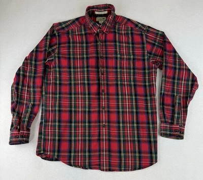 Camisa de franela LL Bean para hombre mediana 228061 roja azul amarilla abotonada al aire libre Foto 1 de 4