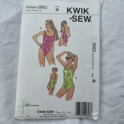 Kwik Sew 2962 Womens Swimsuit Scoop Racer Sewing Pattern V1 Cut Sm V2 Complete - Image 1 of 4