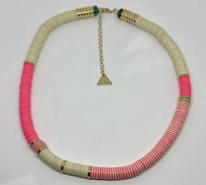 ANTHROPOLOGIE CORAL PINK  & COASTAL WHITE WOMEN'S BEADED NECKLACE SEREFINA - Picture 1 of 5