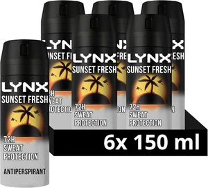Lynx Sunset Fresh Anti-Perspirant Aerosol Men's Deodorant Spray 6x 150 ml - Picture 1 of 6