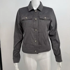 Tommy Bahama XS Salina Sands Faux Suede Trucker Jacket Dark Gray NWT $148 - Picture 1 of 16