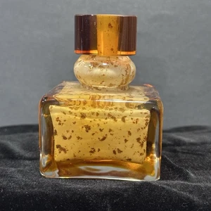 Vtg Murano Italy Art Glass Perfume Bottle Amber Speckle Dauber Square Bottle - Picture 1 of 16