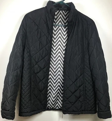 Jane Ashley Woman's Quilt Large Black Lightweight Full Zip Jacket - Image 1 of 4