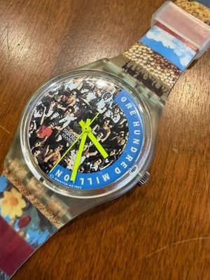 Vintage 1992 Swatch GZ125 Cem Milhões Relógio Edição Especial Estojo Gelatina - Imagem 1 de 4