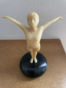Vintage John Perry Art Deco Style Woman Child Sculpture Statue on Base White - Picture 1 of 4