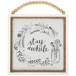 Letrero de pared Northlight floral Stay A While enmarcado - 11,75" - Imagen 1 de 7