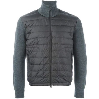 MONCLER 94666 Down Quilt Padded Jacket Full Zip Wool Knit Cardigan Hi Neck L-XL - Image 1 of 4