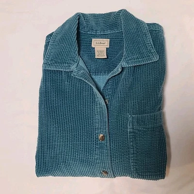 vintage L.L. Camisa Bean Pana Abotonada TEAL Mujer Med. Mascota. 100% algodón Foto 1 de 4