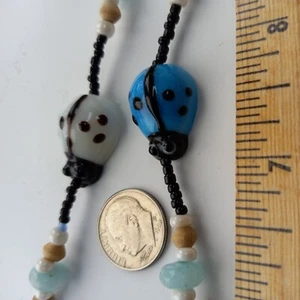 25" GLASS BEADED LADY BUG LARRIET NECKLACE - Picture 1 of 8