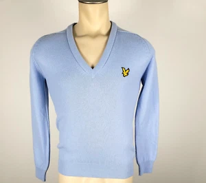 NWT - Lyle & Scott Vintage Wool Vneck Jumper Blue Sweater Scotland Made Sz Small - Picture 1 of 5