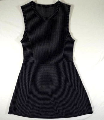 Theory Randria Evian Stretch Womens Size M Black Gray Striped Dress - Image 1 of 4