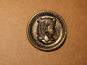 19th CENTURY EGYPTIAN REVIVAL CAMEO BUTTON METAL LARGE 1.5" - Picture 1 of 2