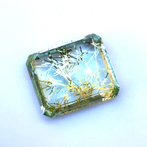 68 Ct Yellow Rutilated Quartz Natural Radiant Cut GGI Certified Loose Gemstone - Picture 1 of 8