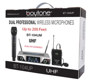 Boytone BT-104UM, UHF Wireless Dual HandHeld Microphone System/Digital Display - Picture 1 of 8