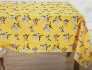 Printed Fabric Tablecloth 60"x102" Oblong, SEALIFE, AMBER SHELL ON YELLOW, TT - Picture 1 of 11