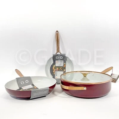 Juego de 4 piezas de revestimiento cerámico Masterclass, sartén de 11 pulgadas, sartén de 8 y 11 pulgadas nueva Foto 1 de 4