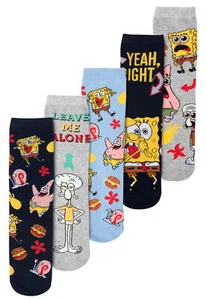 Bob Esponja Calcetines Cabeza Esponja Hombre Hombre Zapatillas Medias 40-45 (Pack de 5) - Imagen 1 de 1