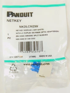 LC Duplex Single Mode NetKey Fiber Optic Adapter Module NKDLCMZIW - Keystone Fit - Picture 1 of 3