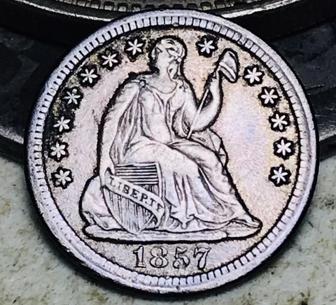 1857 Seated Liberty Half Dime 5C Ungraded Choice 90% Silver US Coin CC18468 Cover